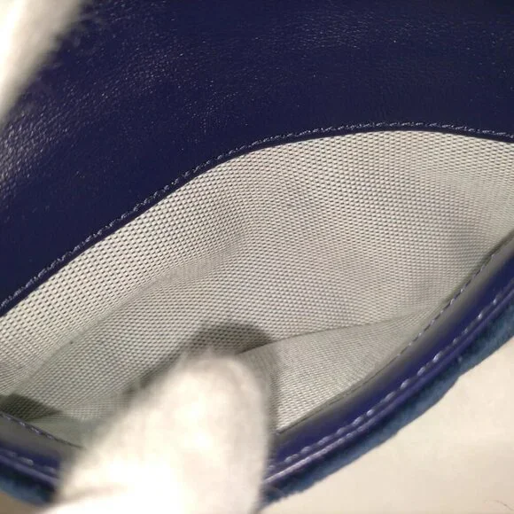 Coach Shoulder Bag Navy Blue Velvet 389-031525